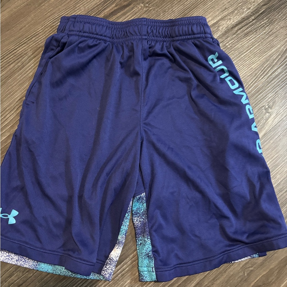 Under Armour Boys Navy and Teal Athletic Shorts YMD